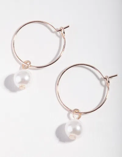 Lovisa Rose Gold Mini Fine Pearl Hoop Earrings