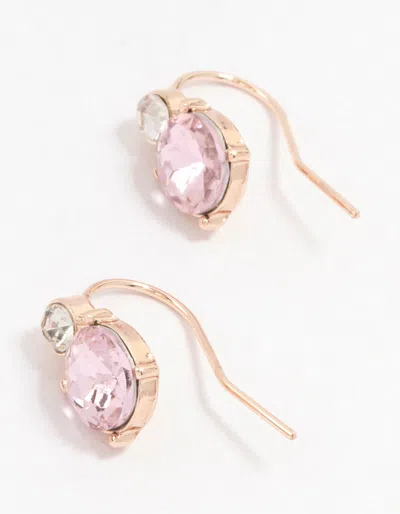 Lovisa Rose Gold Multiple Czech Crystal Drop Earrings In Pink
