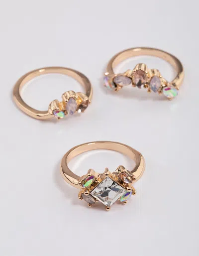 Lovisa Rose Gold Opal Embellished Ring Pack