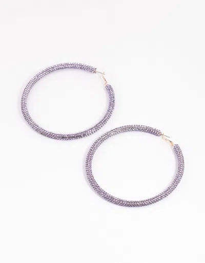 Lovisa Rose Gold Pave Hoop Earrings In Multi