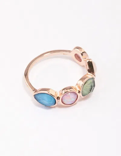Lovisa Rose Gold Pebble Stone Band Ring In Multi