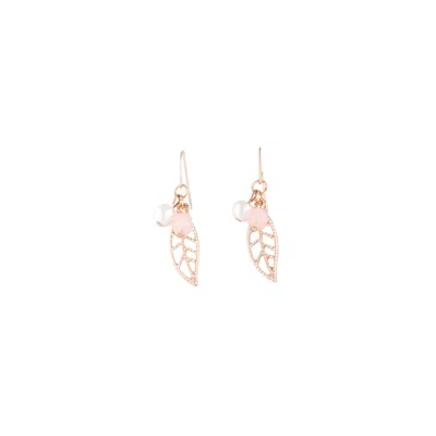 Lovisa Rose Gold Pink Bead Leaf Drop Earrings