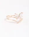 Lovisa Rose Gold Plated Cubic Zirconia Butterfly Double Band Ring In Multi