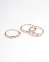 Lovisa Rose Gold Plated Cubic Zirconia Pear Stacker Rings 3-pack In Multi