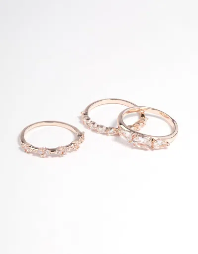 Lovisa Rose Gold Plated Cubic Zirconia Pear Stacker Rings Pack