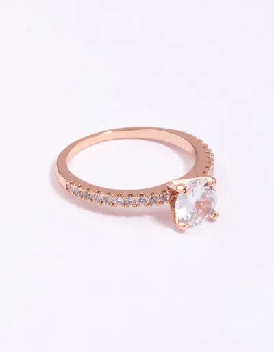 Lovisa Rose Gold Plated Cubic Zirconia Plated Round Textured Band Ring