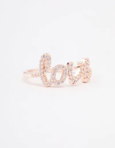Lovisa Rose Gold Plated Love Script Ring In Red
