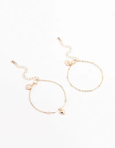 Lovisa Rose Gold Puff Heart Bar Bracelets 2-pack
