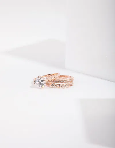 Lovisa Rose Gold Round Stone Triple Band Ring In Multi
