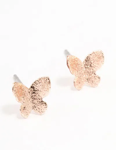 Lovisa Rose Gold Sand Blast Butterfly Stud Earrings