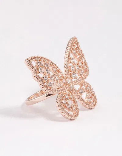 Lovisa Rose Gold Statement Butterfly Ring In Multi
