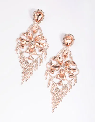 Lovisa Rose Gold Statement Glam Drop Earrings In Multi