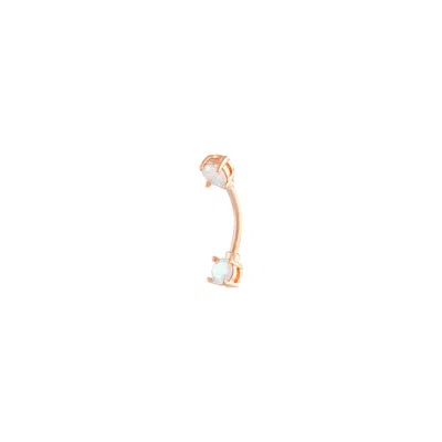 Lovisa Rose Gold Surgical Steel Double Gem Belly Bar In Blue