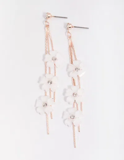Lovisa Rose Gold White Flower Drop Earrings