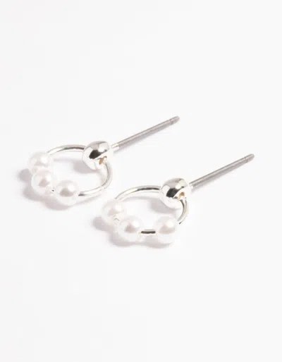 Lovisa Silver 3 Pearl Circle Stud Earrings In White