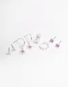 Lovisa Silver Amethyst Starburst Stacker Earrings In Silver
