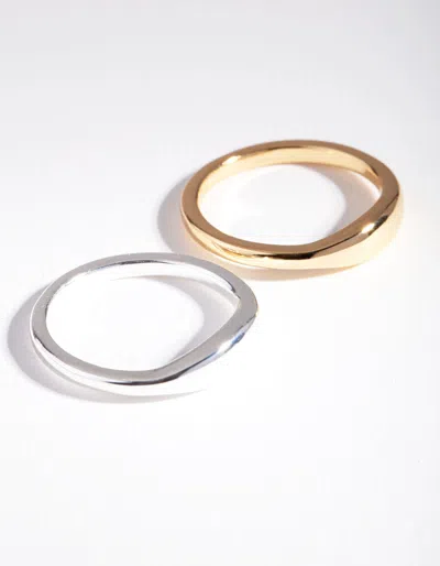 Lovisa Silver & Gold Plated Wave Band Ring Set In Multi