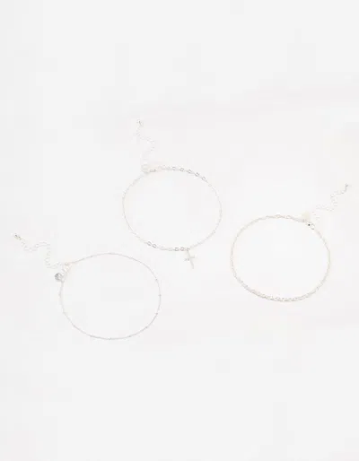 Lovisa Silver Ball Chain Cross Chokers 3-pack