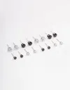 Lovisa Silver Basic Diamante Stud Earring 8-pack In Black