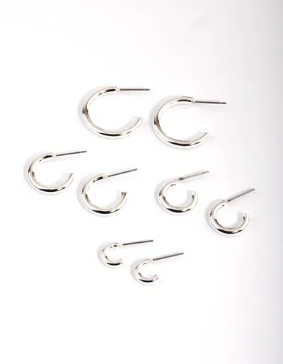 Lovisa Silver Basic Round Hoop Earrings 4-pack