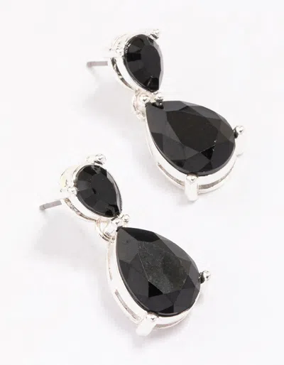 Lovisa Silver Black Stone Teardrop Earrings