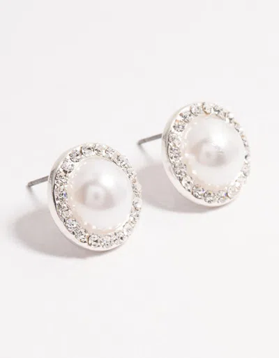 Lovisa Silver Bohemia Czech Crystal Halo Stud Earrings In White