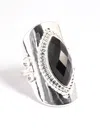 Lovisa Silver Boho Stone Set Ring In Black