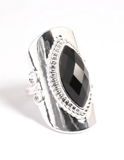 Lovisa Silver Boho Stone Set Ring In Black