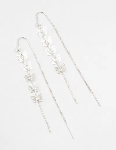 Lovisa Silver Butterfly Cubic Zirconia Drop Earrings