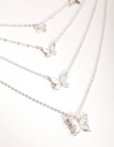 Lovisa Silver Catseye Butterfly 4-row Necklace