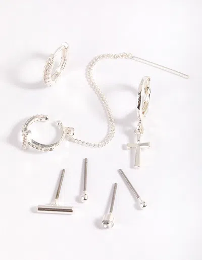 Lovisa Silver Chain Cross Earrings 8-pack
