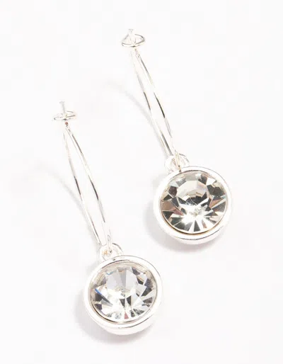 Lovisa Silver Circle Encased Diamante Hoop Earrings In Transparent