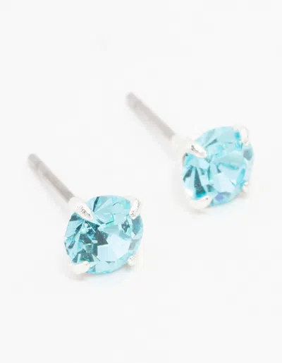 Lovisa Silver Circular Blue Bohemia Crystal Stud Earrings 5 Mm