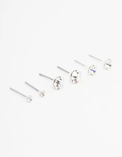Lovisa Silver Circular Bohemia Czech Crystal Stud Earrings 3-pack