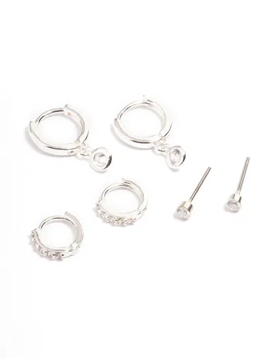 Lovisa Silver Clear Stud And Huggies 3-pack