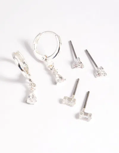 Lovisa Silver Crystal Pear Huggie Earrings 6-pack