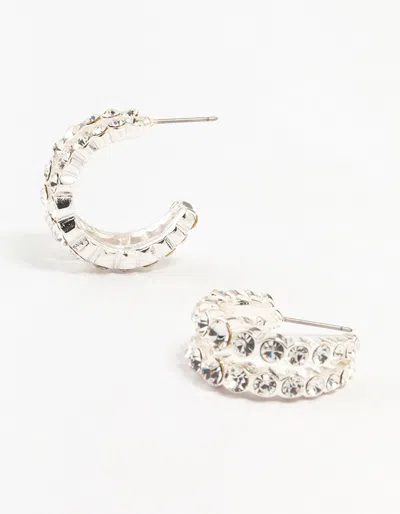 Lovisa Silver Crystals Double Strand Hoop Earrings