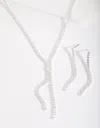 Lovisa Silver Cubic Zirconia Cupchain Y Necklace And Earrings In Silver