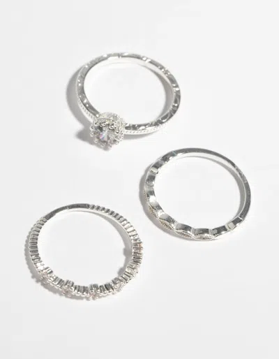 Lovisa Silver Cubic Zirconia Engagement Ring Stack