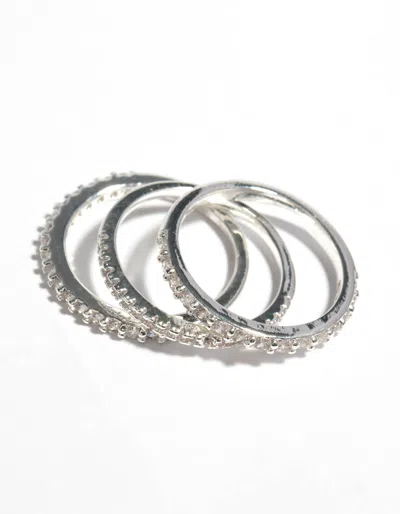 Lovisa Silver Cubic Zirconia Fine Ring Stack