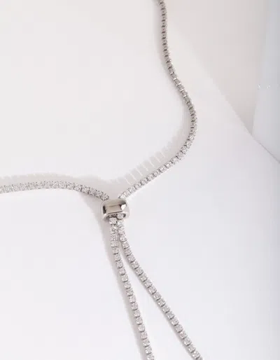 Lovisa Silver Cubic Zirconia Lariat Necklace In Neutral