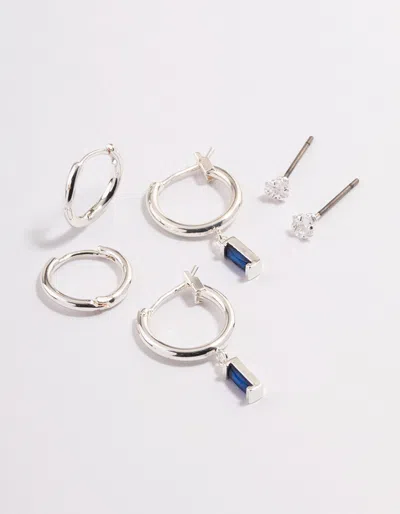 Lovisa Silver Cubic Zirconia Sapphire Huggie Earrings 6-pack In Multi