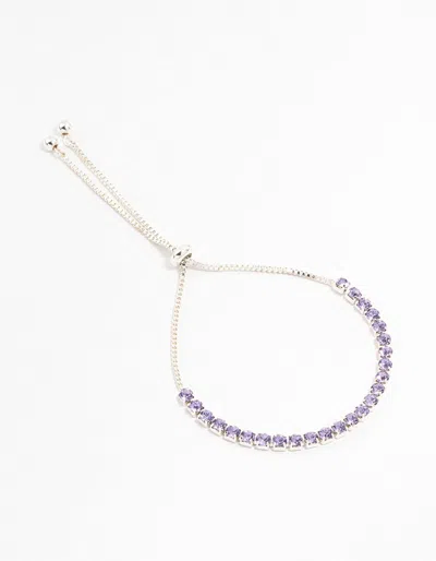 Lovisa Silver Cup Chain Czech Crystal Toggle Bracelet In Purple
