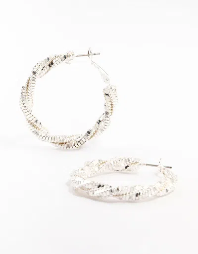 Lovisa Silver Cut Diamond Twisted Hoop Earrings