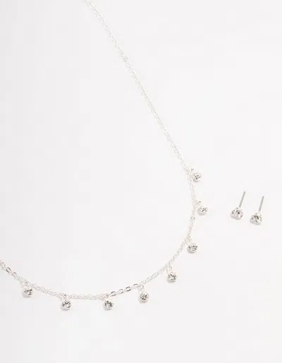 Lovisa Silver Czech Crystal Droplet Necklace & Earrings Set
