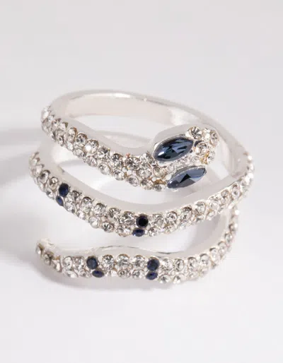 Lovisa Silver Diamante Blue-eyed Snake Ring