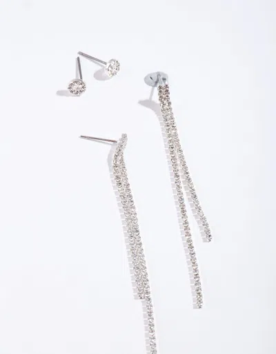 Lovisa Silver Diamante Chain Earring Pack