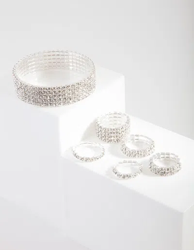 Lovisa Silver Diamante Cupchain Pack Bracelet And Rings