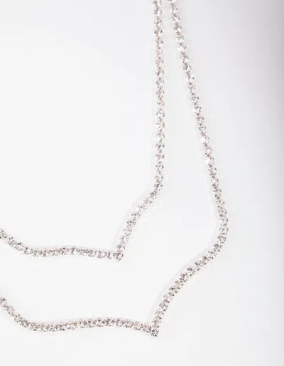 Lovisa Silver Diamante Double Row Point Necklace