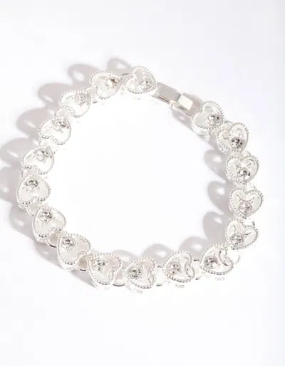 Lovisa Silver Diamante Heart Link Bracelet